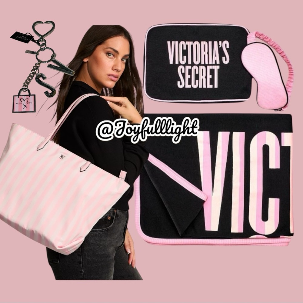 New Victoria’s Secret iconic stripe large tote bag bundle